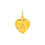 22K Yellow Gold Letter "A" Heart Pendant (0.9 grams)