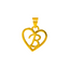 22K Yellow Gold Letter "B" Heart Pendant (0.9 grams)