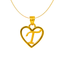 22K Yellow Gold Letter "T" Heart Pendant (0.8 grams)