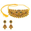 22K Antique Gold Ruby Temple Choker Necklace & Jhumka Set (47 grams)