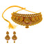 22K Yellow Gold Temple Choker Set with Ruby & Emerald (34.7 grams)