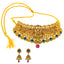 22K Gold Peacock Lakshmi Choker Set with Gems and Pearls (40.6 grams)