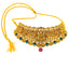 22K Gold Peacock Lakshmi Choker Set with Gems and Pearls (40.6 grams)