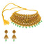 22K Antique Gold Ruby Pearl Temple Choker Set (56.7 grams)