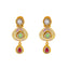 22K Gold Antique Kundan Emerald Ruby Pendant & Earring Set (13.5 grams)