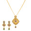 22K Gold Antique Kundan Ruby CZ Pendant Earring Set (15.9 grams)