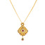 22K Gold Antique Kundan Ruby CZ Pendant Earring Set (15.9 grams)