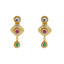 22K Gold Antique Kundan Ruby CZ Pendant Earring Set (15.9 grams)