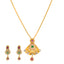 22K Gold Antique Kundan Emerald Ruby Pendant Set (15 grams)
