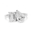 14K White Gold 4.03ct Lab Diamond Emerald & Pear Ring Size 7 (3.6 g)