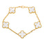 18K Yellow Gold White Clover Pearl Bracelet (10.2 grams)