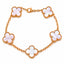 18K Yellow Gold Pink Clover Bracelet (7.4 grams)