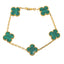 18K Yellow Gold Green Clover Beaded Edge Bracelet (11.1 grams)