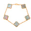 18K Yellow Gold Mother-of-Pearl Clover Bracelet (11.9 grams)
