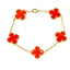 18K Rose Gold Red Clover Bracelet (11.1 grams)