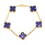 18K Yellow Gold Dark Blue Clover Bracelet (11.5 grams)