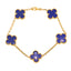 18K Yellow Gold Dark Blue Clover Bracelet (11.5 grams)