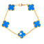 22K Yellow Gold Blue Clover Motif Bracelet (2,5 grams)