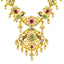 22K Yellow Gold 28 Inch Necklace w/ Emerald, Ruby, CZ, Pearl and Antique Accents (81.8gm)