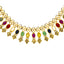 22K Yellow Gold 18 Inch Necklace w/ Emerald, Ruby, CZ, & Sapphire (34.5gm)