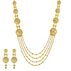 22K Yellow & White Gold Beaded Bridal Necklace Set (87.5gm)