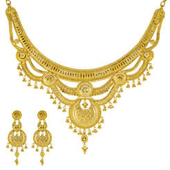 22K Yellow Gold Bridal Necklace Set (86.7gm)