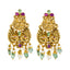 22K Yellow Gold, Emerald, Ruby, Pearl, and CZ Temple Necklace (104.1gm)