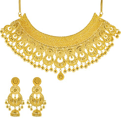 22K Yellow Gold Bridal Choker Necklace Set (123.1gm)