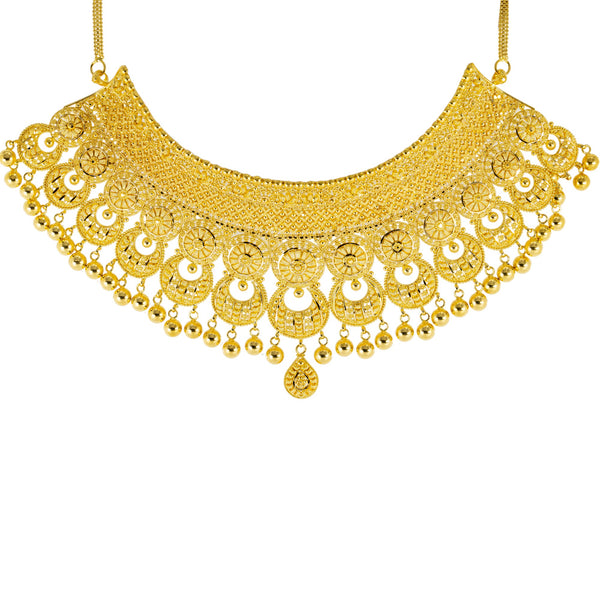 22K Yellow Gold Bridal Choker Necklace Set (123.1gm) | 



Adorn yourself with the elegance of Indian gold  wearing this exquisite 22k yellow gold neckl...