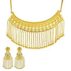 22K Yellow Gold Bridal Choker Necklace Set (89.6gm)