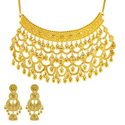 22K Yellow Gold Bridal Choker Necklace Set (120.1gm)