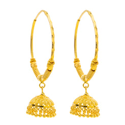 22K Yellow Gold Jhumki Hoop Earrings (15.5gm)