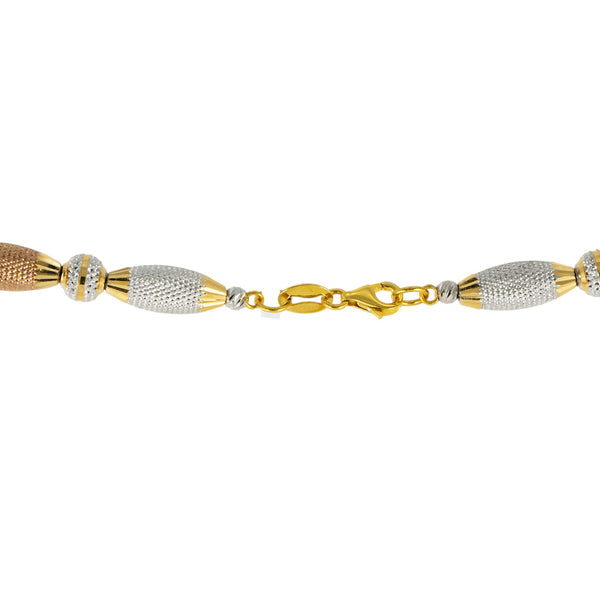 22K Multi-Tone Gold Beaded Chain (45.2gm) | 



Indulge in luxury with this 22k multi-tone gold beaded chain by Virani Jewelers. Expertly des...