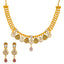 22K Antique Gold Jewelry Set w/ CZ, Kundan & Ruby (42.9gm)