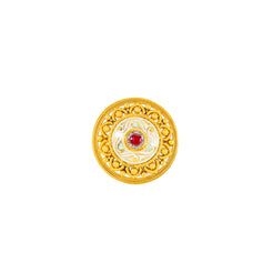 22K Antique Gold, Ruby & CZ Cocktail Ring (9.2gm)