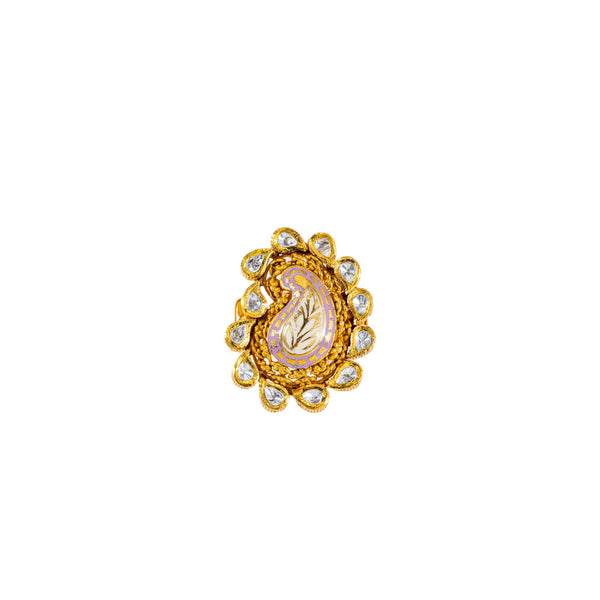 22K Antique Gold & Kundan Cocktail Ring (9.5gm) | 



Adorn your hand with the timeless allure of this 22k antique gold cocktail ring by Virani Jew...