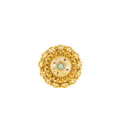 22K Antique Gold, CZ & Sapphire Cocktail Ring (8.9gm)