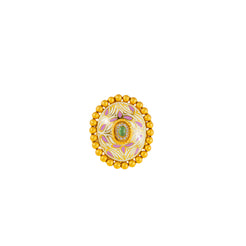22K Antique Gold, CZ & Emerald Cocktail Ring (8.9gm)