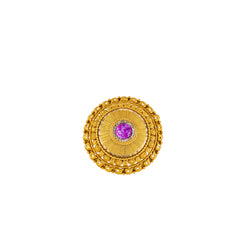22K Antique Gold, CZ & Sapphire Cocktail Ring (8.4gm)