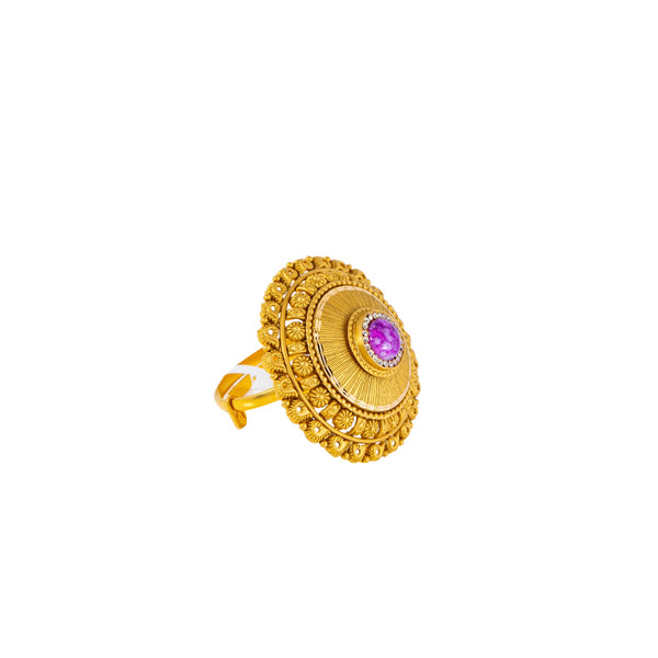 22K Antique Gold, CZ & Sapphire Cocktail Ring (8.4gm) | 



Adorn your hand with the splendor of this 22k antique gold cocktail ring by Virani Jewelers. ...