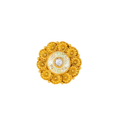 22K Antique Gold, CZ & Kundan Cocktail Ring (7.4gm)