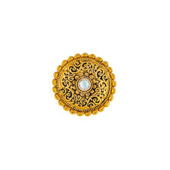 22K Antique Gold, CZ & Sapphire Cocktail Ring (7.1gm)