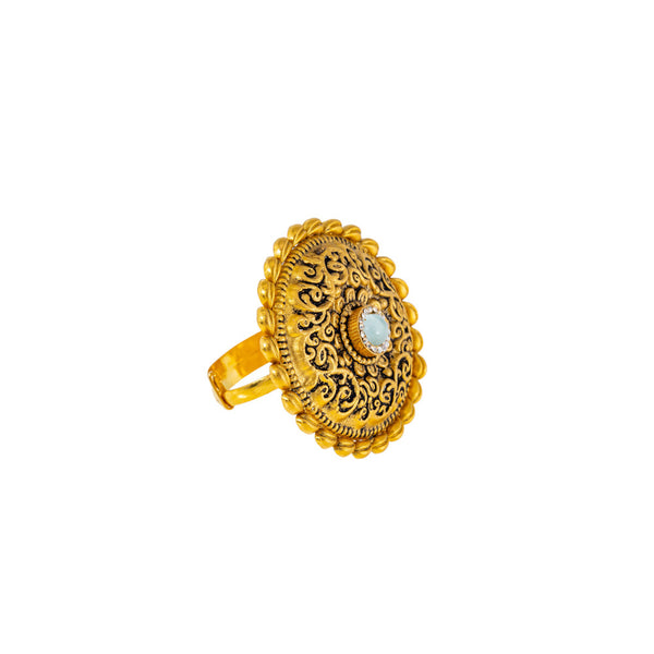 22K Antique Gold, CZ & Sapphire Cocktail Ring (7.1gm) | 



Add a touch of glamour to your look with this 22k antique gold cocktail ring by Virani Jewele...