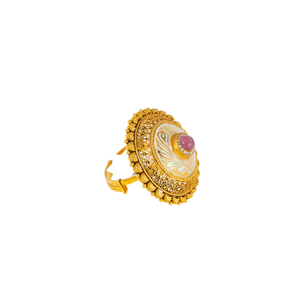 22K Antique Gold, CZ & Sapphire Cocktail Ring (8.8gm) | 



Adorn your hand with the timeless allure of this 22k gold cocktail ring by Virani Jewelers. F...