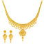 22K Gold Filigree Necklace & Earring Set (34.8 grams)