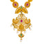 22K Gold, Emerald, Ruby, & CZ Temple Necklace (60.9 grams)