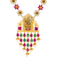 22K Gold Lakshmi Necklace with Ruby & Emerald (66.8 grams)