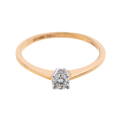 18K Multi-Tone Gold & 0.21 Carat Diamond Ring in Size 6.5 (1.5gm)