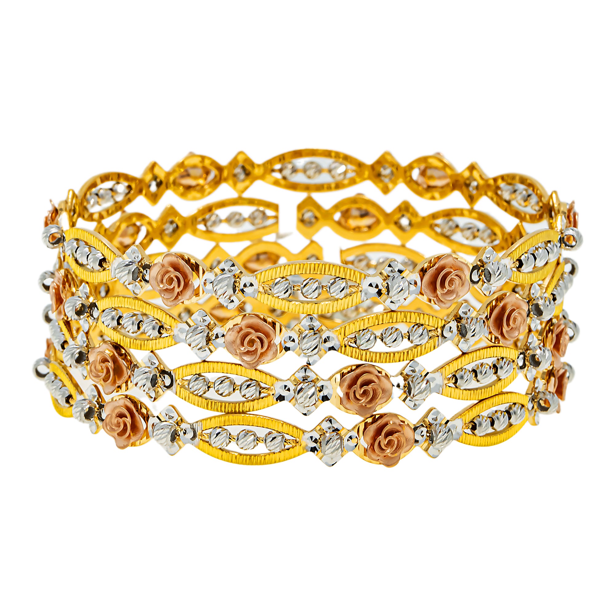 22K Multi-Tone Gold Bangle Set of 4 (51 grams) – Virani Jewelers