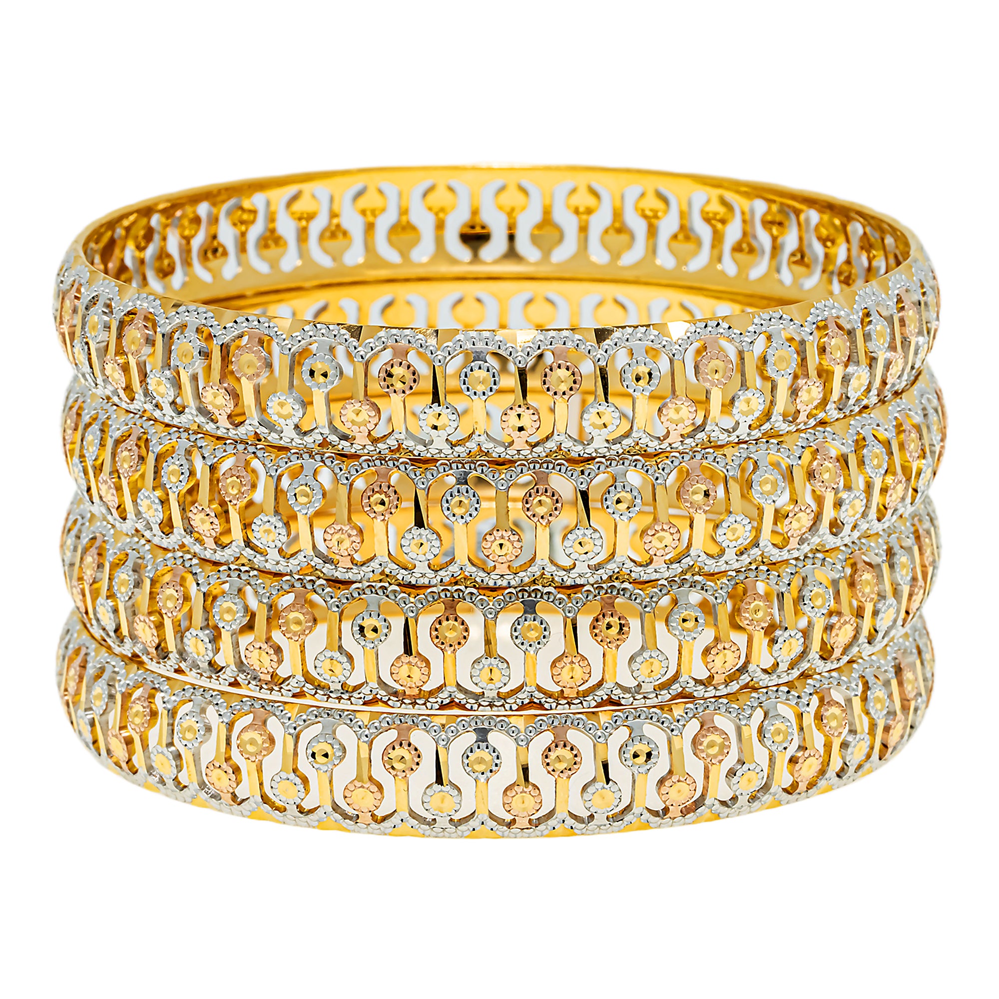 22K Multi-Tone Gold Bangle Set of 4 (79.4 grams) – Virani Jewelers